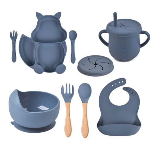 Ensemble repas complet pour bébé silicone 8 pces