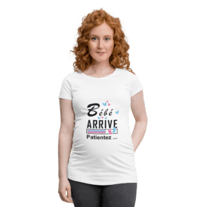 T-shirt - Bébé arrive noir sur blanc - mod