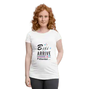 T-shirt - Bébé arrive noir sur blanc - mod