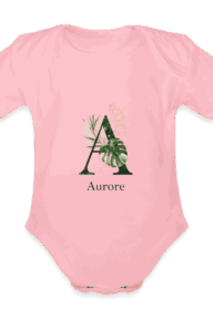 Body Bébé prénom personnalisé manches courtes rose