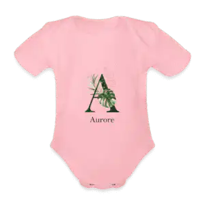 Body Bébé prénom personnalisé manches courtes rose