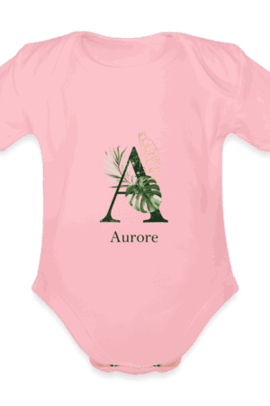 Body Bébé prénom personnalisé manches courtes rose