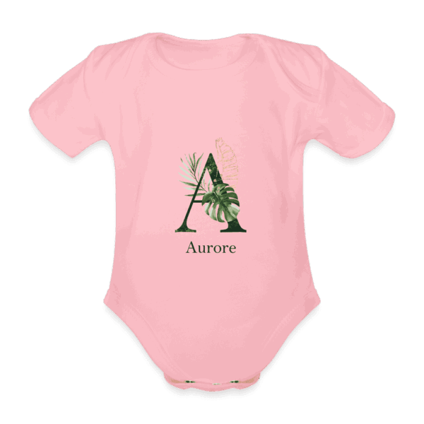 Body Bébé prénom personnalisé manches courtes rose