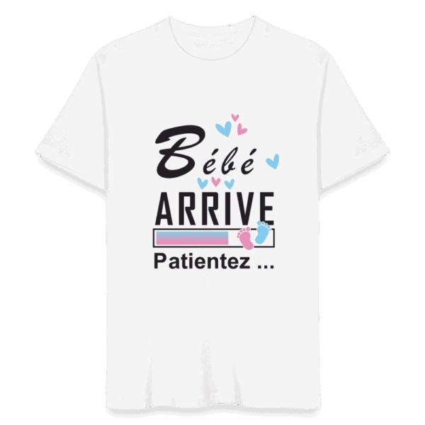 T-shirt Unisexe - Bébé arrive noir sur blanc