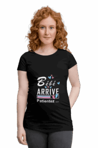 T-shirt noir - Bébé arrive- mod