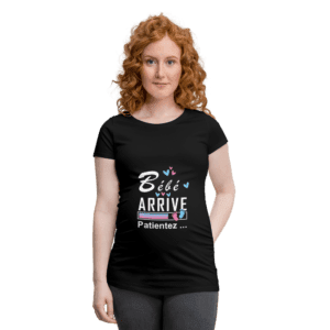 T-shirt noir - Bébé arrive- mod