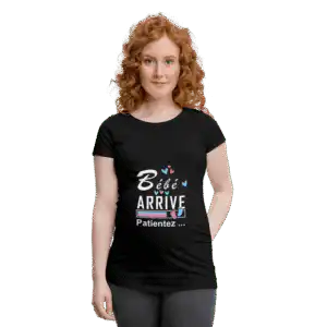 T-shirt noir - Bébé arrive- mod