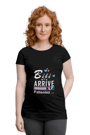 T-shirt noir - Bébé arrive- mod