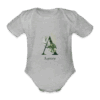 Body Bébé prénom personnalisé manches courtes - gris chiné