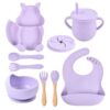 Ensemble repas complet pour bébé silicone 8 pces - Violet