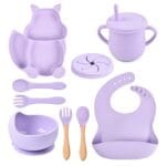 Ensemble repas complet pour bébé silicone 8 pces - Violet