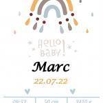 Affiche de naissance arc-en-ciel