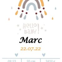 Affiche de naissance arc-en-ciel
