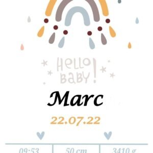 Affiche de naissance arc-en-ciel