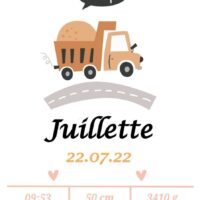 Affiche de naissance Joli Camion