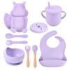 Ensemble repas complet pour bébé silicone 8 pces - Violet