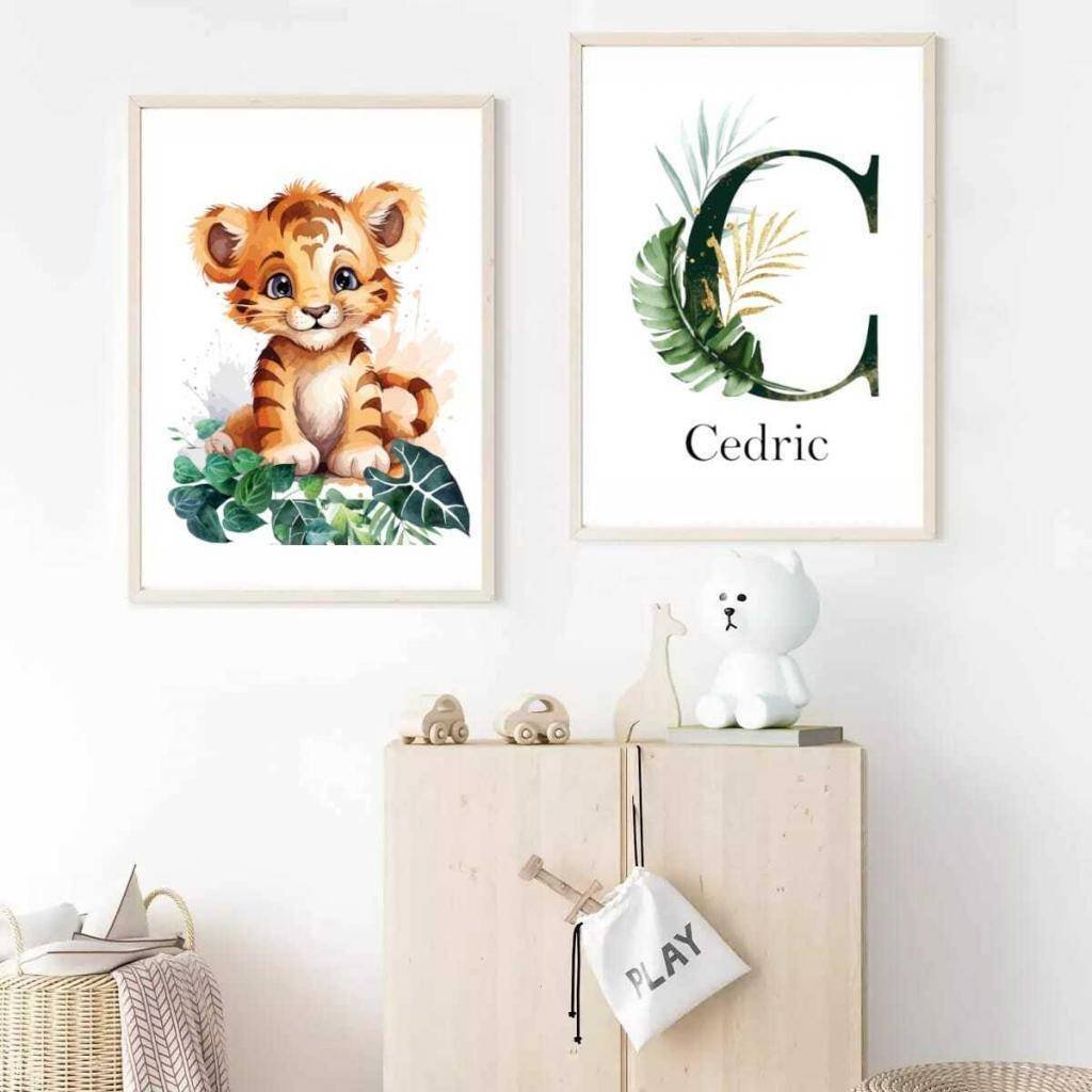 Affiche Prénom bébé savane à personnaliser