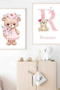 Affiche Prénom bébé Nounours à personnaliser