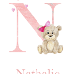 Affiche Prénom bébé Nounours à personnaliser - Lettres