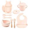 Ensemble repas complet pour bébé silicone 8 pces - Rose