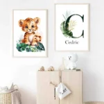 Personalised safari baby first name print