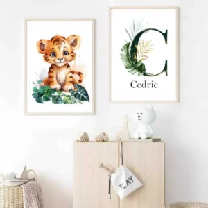 Personalised safari baby first name print