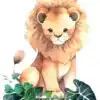 Affiche Prénom bébé savane à personnaliser - lion
