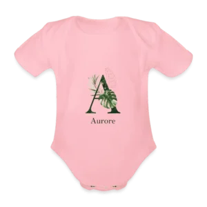 Body Bébé prénom personnalisé manches courtes rose