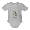 Body Bébé prénom personnalisé manches courtes - gris chiné