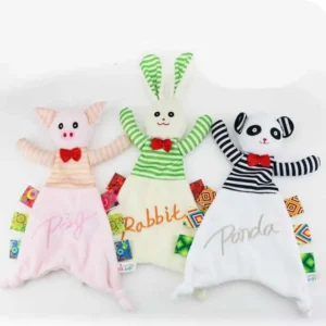 Comfort toy multicoloured baby (panda, pig or rabbit)