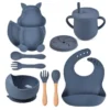 Ensemble repas complet pour bébé silicone 9 pces
