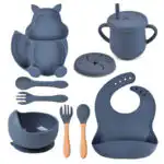 Complete 9-piece silicone baby feeding set