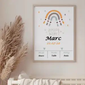 Affiche de naissance arc-en-ciel chambre