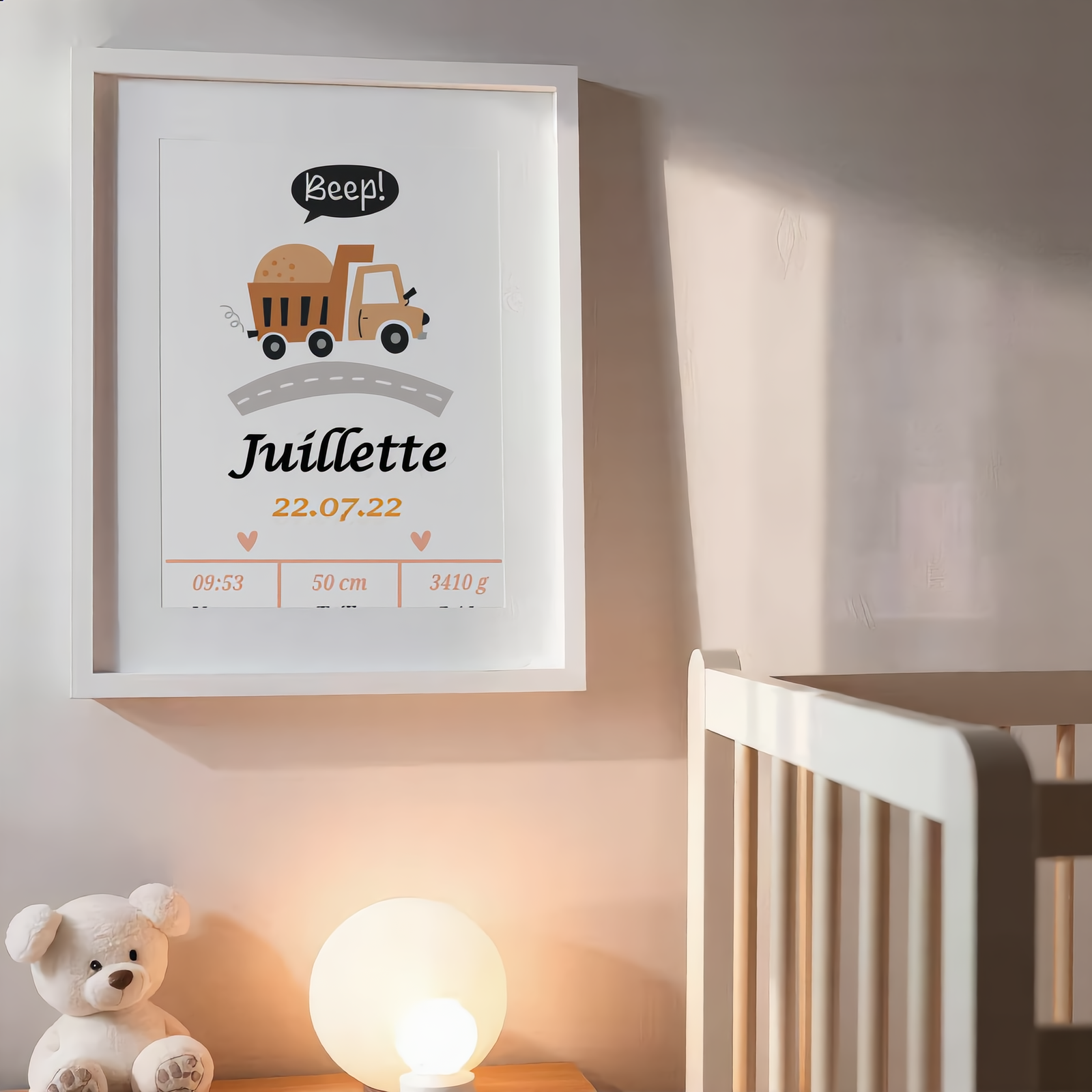 Affiche de naissance bebe Joli Camion