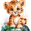 Affiche Prénom bébé savane à personnaliser - Tigre