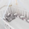 Tour de Lit Tressé 3 Brins — Doux, Sécurisé et Élégant pour Lit Bébé - Gris Blanc Gris