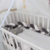 Tour de Lit Tressé 3 Brins — Doux, Sécurisé et Élégant pour Lit Bébé - Gris Blanc Gris foncé