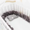 Tour de Lit Tressé 3 Brins — Doux, Sécurisé et Élégant pour Lit Bébé - Gris foncé