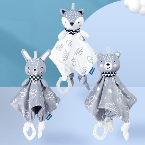 Doudou Gris Blanc ( ourson, lapin, ou renard )