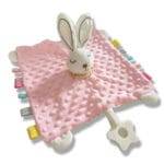 Doudou Animal en Peluche Ultra Doux – Couverture Apaisante pour Bébé - Lapin Rose