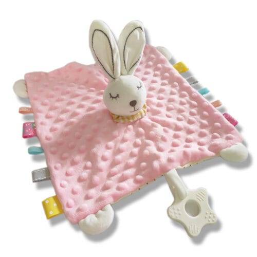 Doudou Animal en Peluche Ultra Doux – Couverture Apaisante pour Bébé lapin rose