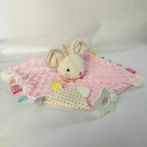 Doudou Animal en Peluche Ultra Doux – Couverture Apaisante pour Bébé souris blanche