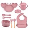 Ensemble repas complet pour bébé - Crabe 8 pces - Rose