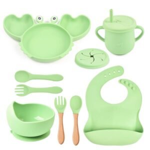 Ensemble repas complet pour bébé - Crabe 8 pces - Vert