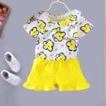 Ensemble fleurs d'été pour petites filles Ensemble fleurs d'été pour petites filles jaune