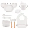 Coffret repas bébé en silicone - Crabe 9 pces - Blanc