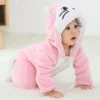 Pyjama Grenouillère Bébé — Douceur Animale, Ultra-Doux et Respirant - Chat rose