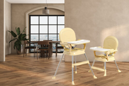 Chaise Haute Pliable pour Bébé – Confort et Sécurité au Quotidien - beige