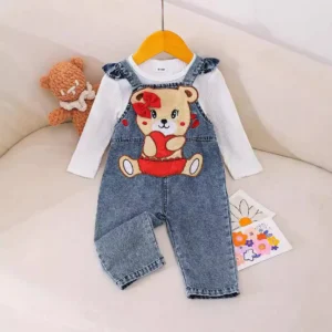 Little heart teddy bear dungarees