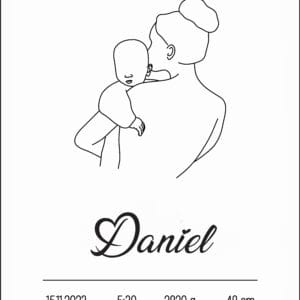 Affiche de naissance personnalisée minimaliste